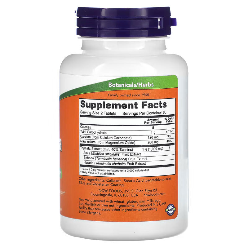 NOW Foods Supplements, Triphala 500 mg, Combination of Harada, Amla and Behada, 120 Tablets - Galeri