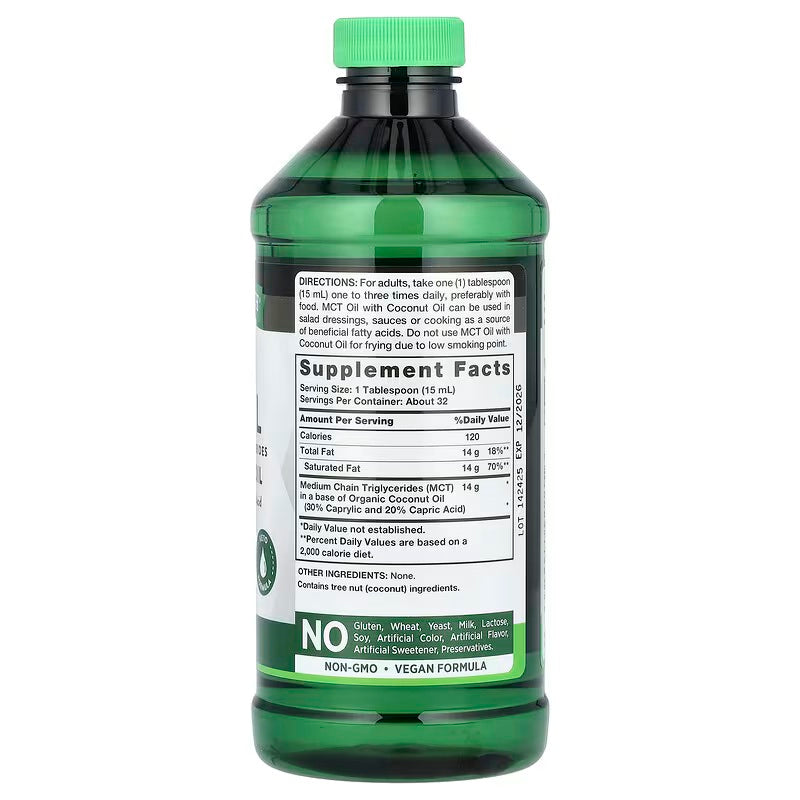 Nature's Truth MCT Oil with Coconut Oil Capric Acid 473 ml - Galeri