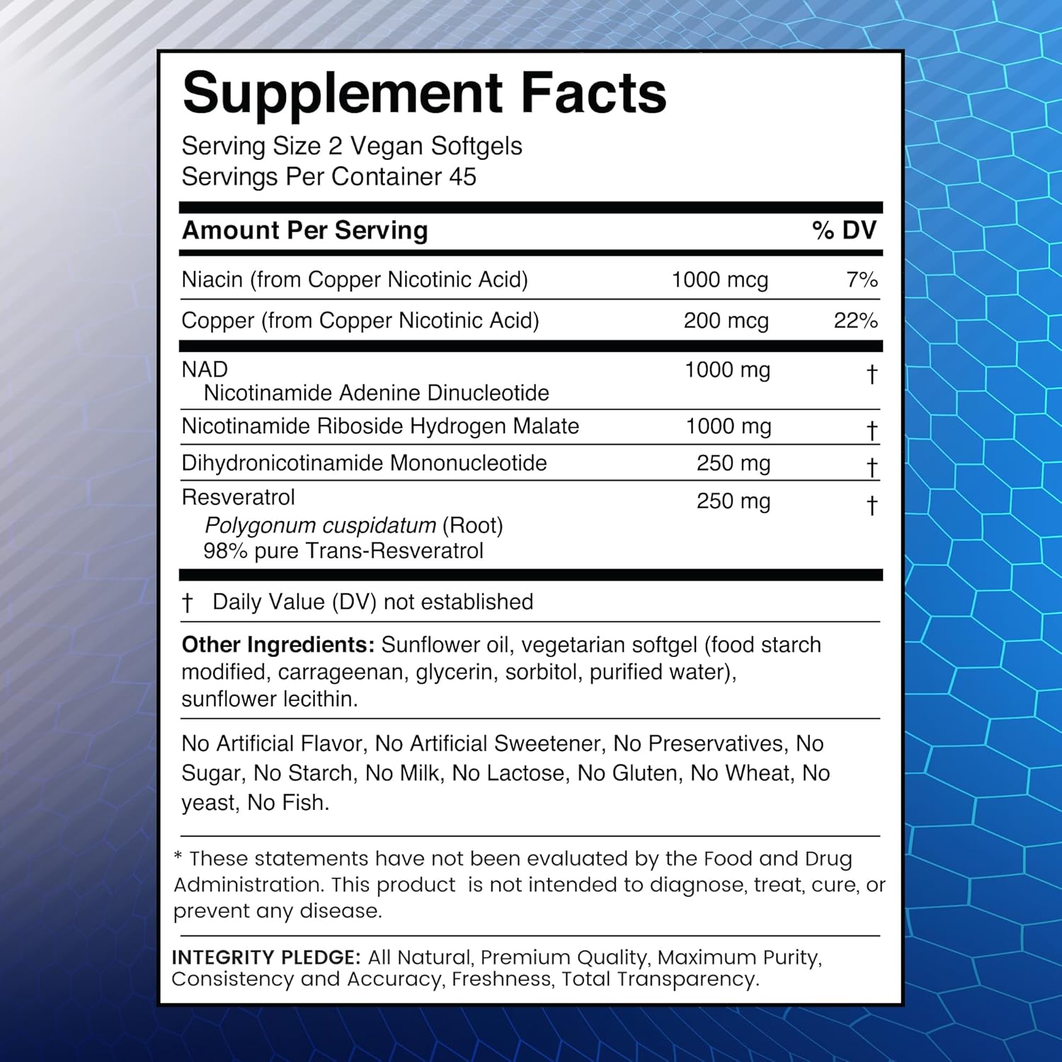 WELLNESS LABS Liposomal NAD+ Nicotinamide Riboside Resveratrol Nmnh Niacin Copper 90 Softgels - Galeri