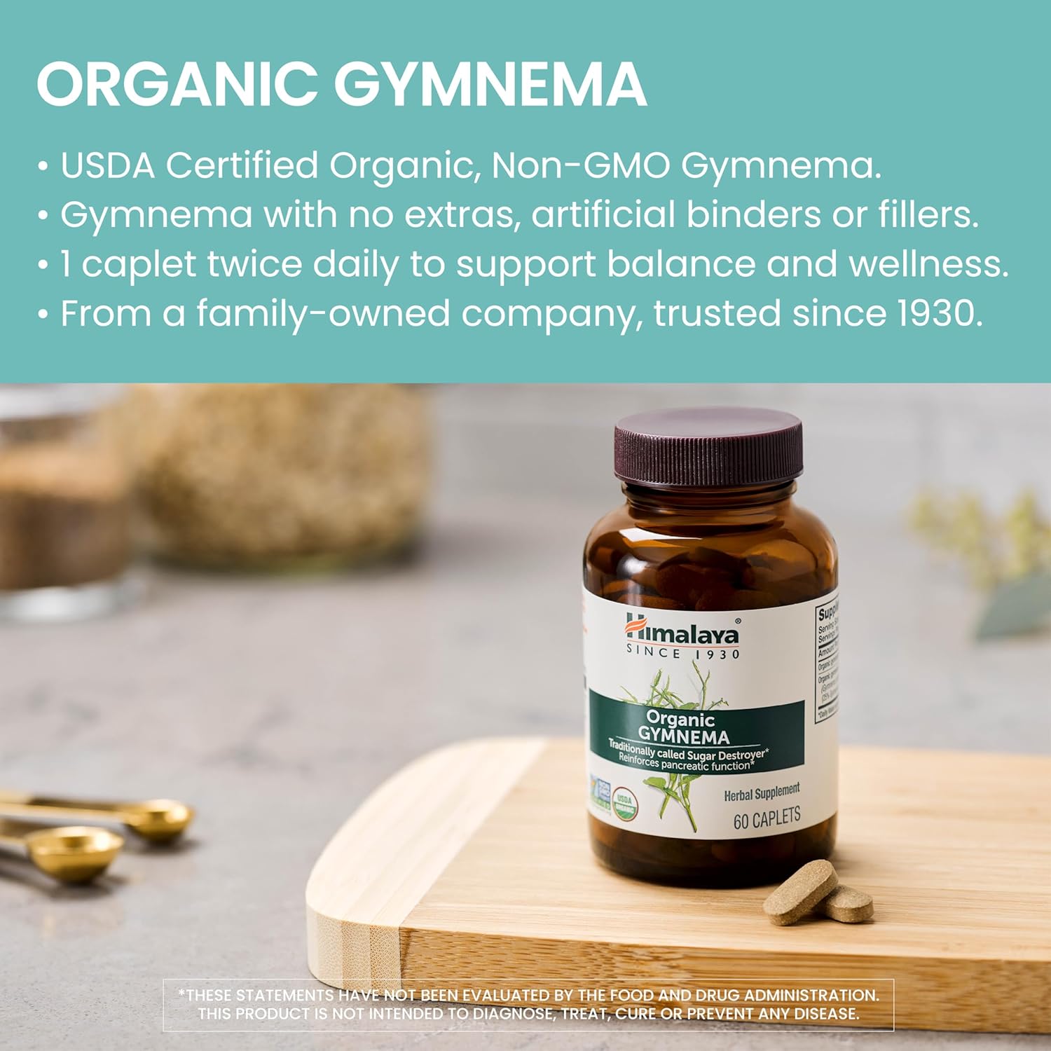 Himalaya Organic Gymnema Sylvestre – Herbal Glucose Metabolism Support 700 mg, 60 Caplets - Galeri