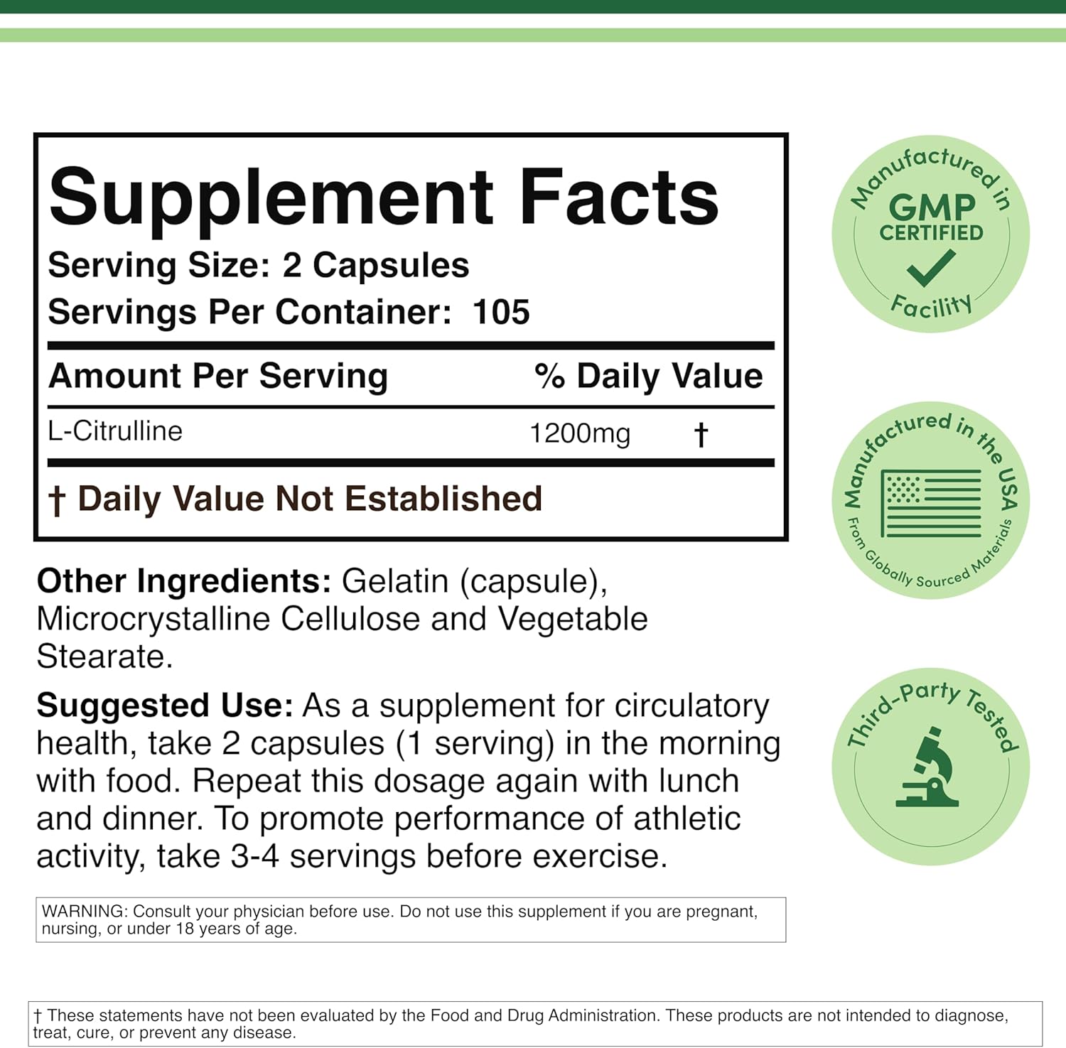 Double Wood L Citrulline 1200mg L-Arginine Nitric Oxide Booster Muscle Recovery  to Improve Muscle - Galeri