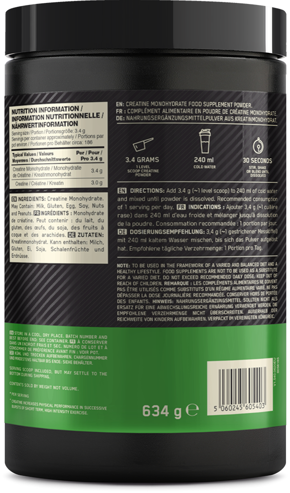 Optimum Nutrition Micronised Creatine Powder 634 g - 186 SERVİS - Galeri