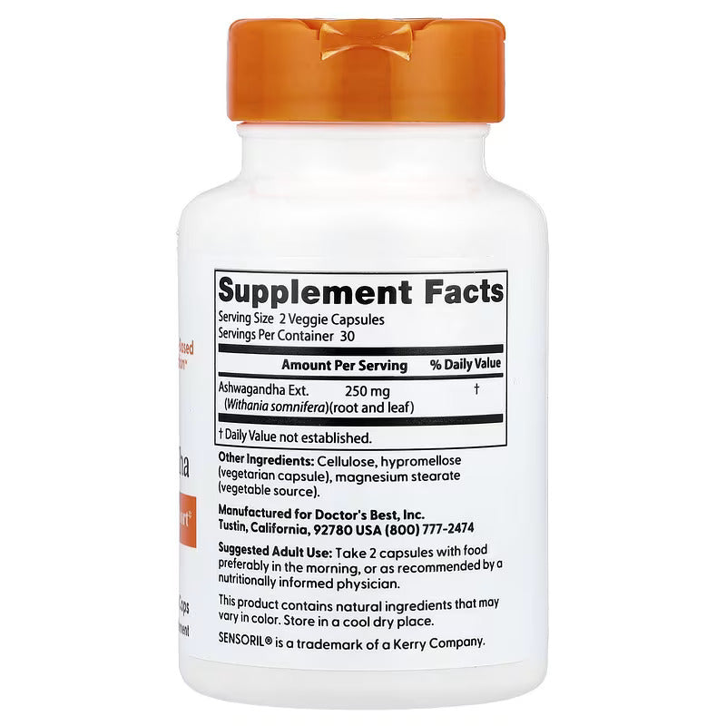 Doctor's Best Ashwagandha with Sensoril Stress Focus and mood support 60 Veggie Caps - Galeri