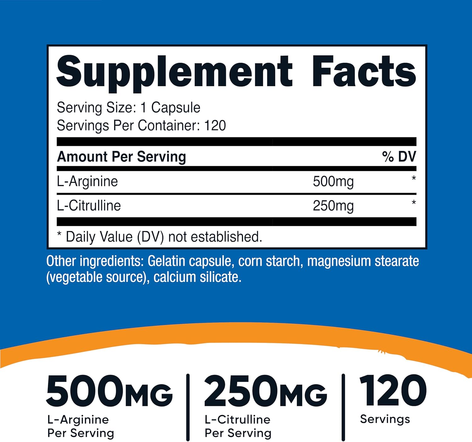Nutricost L-Arginine(Arjinin) L-Citrulline(Sitrulin) Complex 750mg, 120 Caps - Galeri