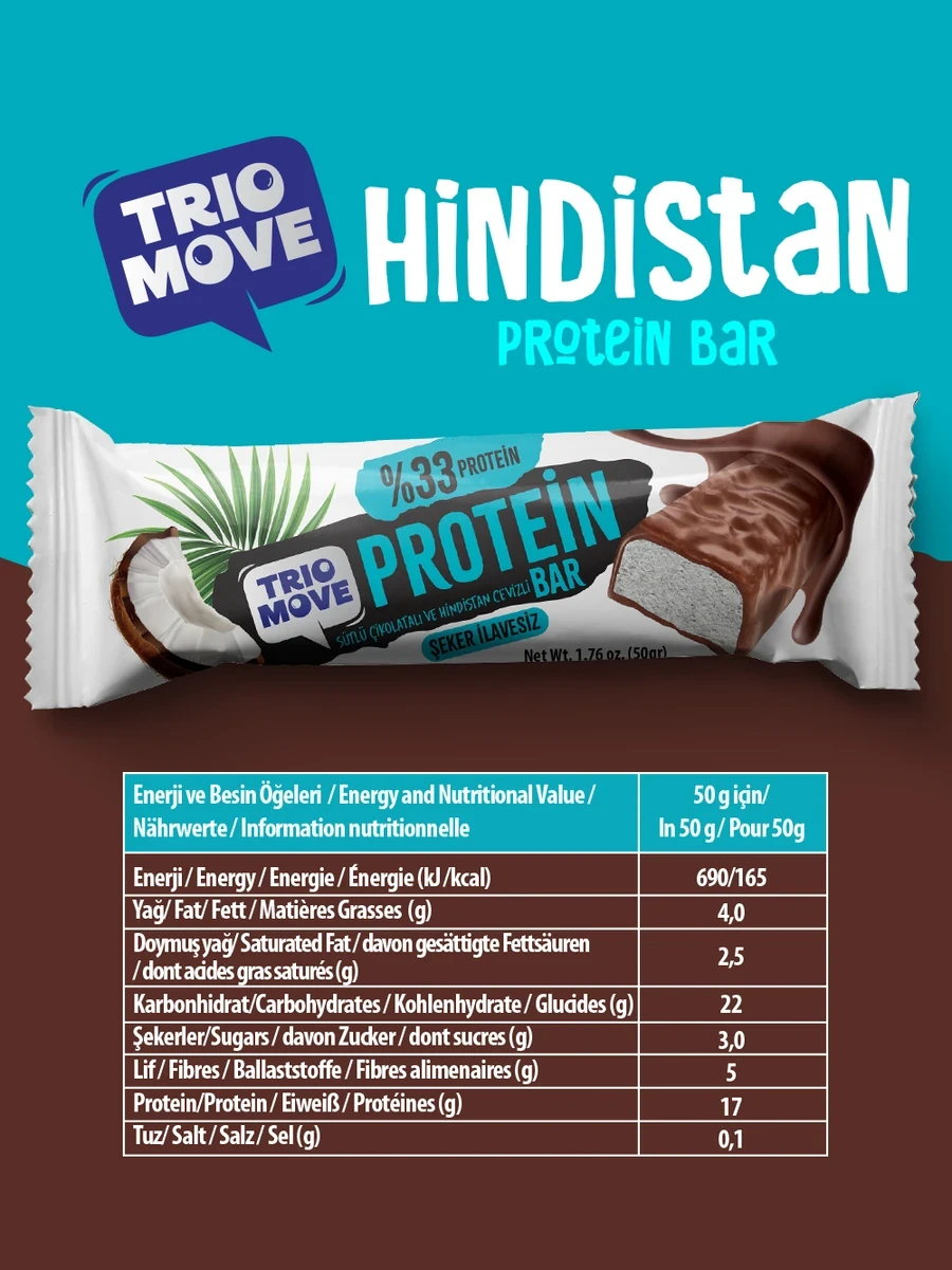 Trio Move Protein Bar 9 Adet X 50 Gr Sütlü Çikolatalı &amp; Hindistan Cevizi - Galeri