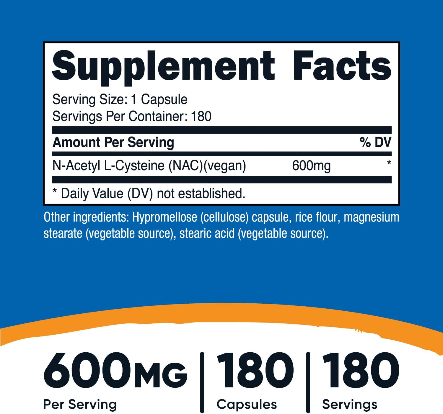 Nutricost N-Acetyl L-Cysteine NAC Antioxidants 600mg 180 Caps - Galeri