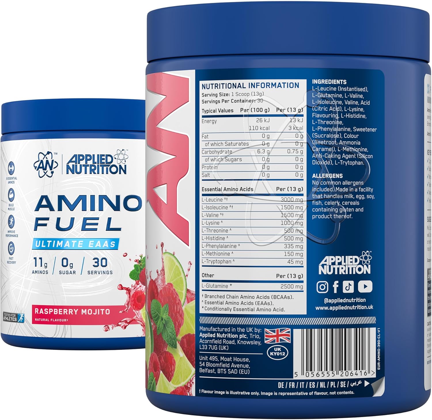 Applied Nutrition Amino Fuel EAA Essential Amino Recovery 390 g Raspberry Mojito - Galeri