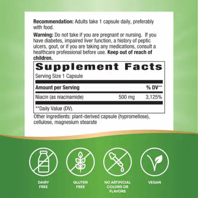 Nature's Way Niacinamide(NİACİN) B3 Non-Rhine (NON-FLUSH) 500 mg 100 Capsules - Galeri