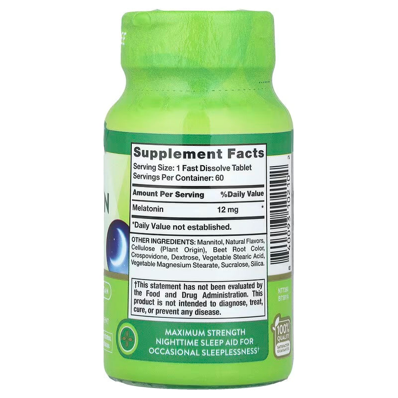 Nature's Truth Sleep Melatonin Natural Berry 12 mg 60 Fast Dissolve Tablets - Galeri