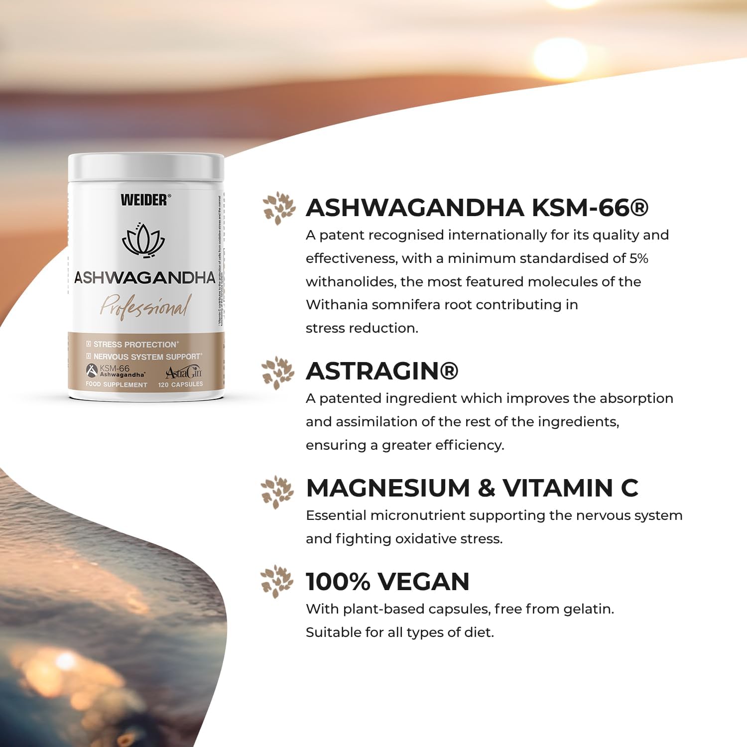 Weider Ashwagandha Professional 120 capsules Ashwaghandha KSM-66 60 servings - Galeri