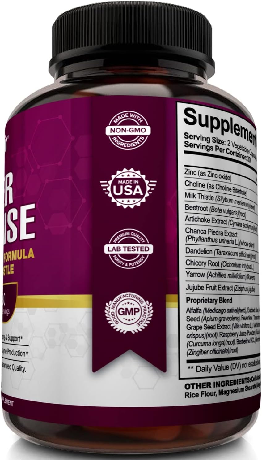NutriFlair Liver Cleanse Detox Milk Thistle Artichoke Detox Regenerator Zinc Choline 60 Veggie Caps - Galeri