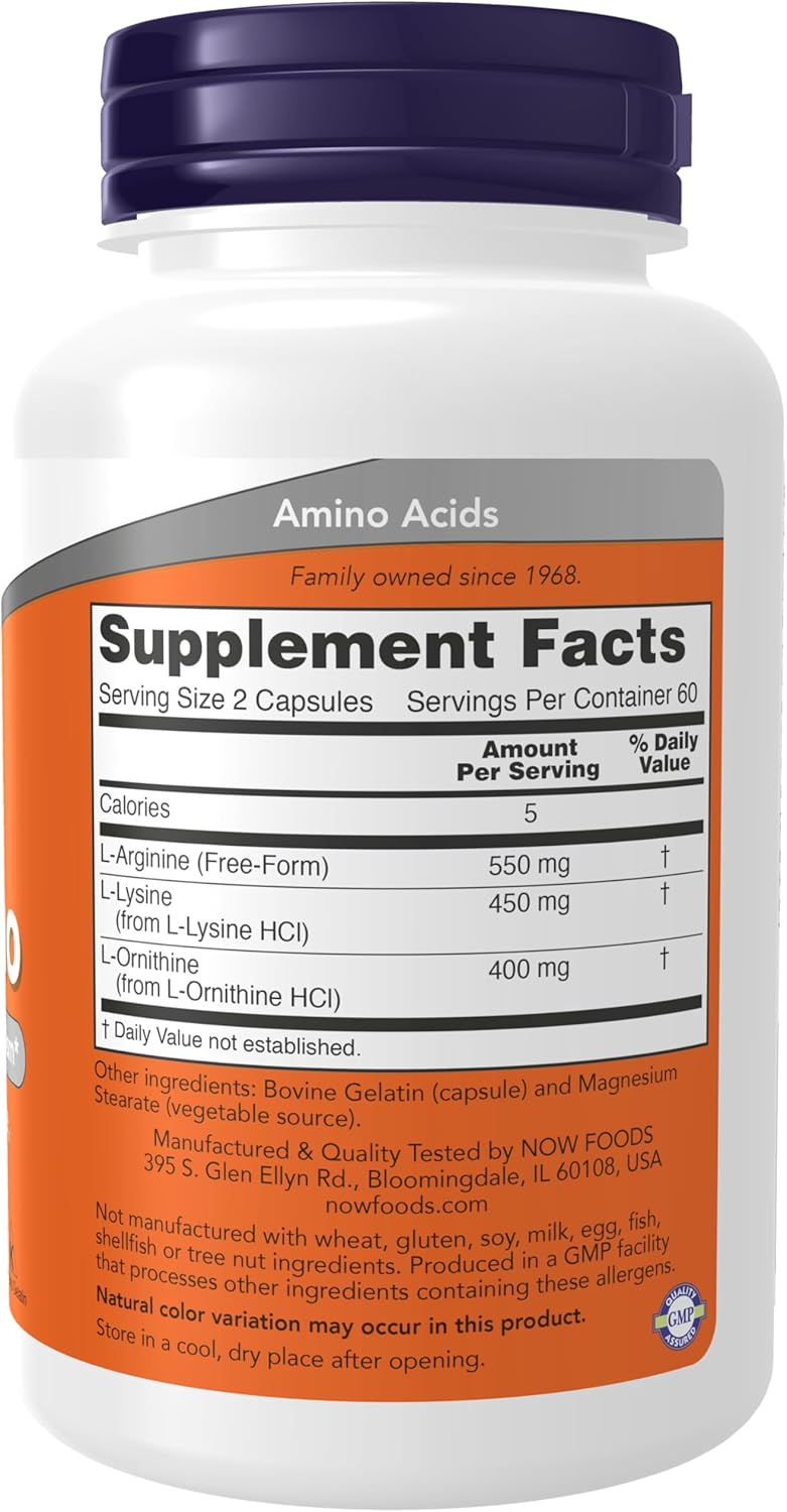 NOW Foods Tri-Amino with L-Arginine, L-Ornithine L-Lysine 120 Caps - Galeri