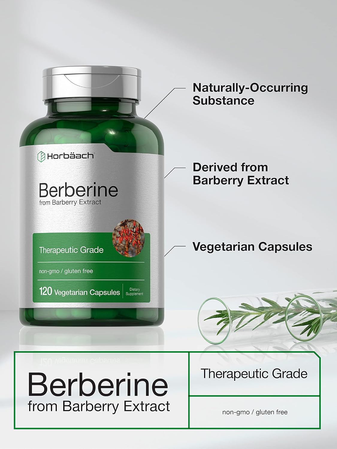 Horbaach Berberine HCL Barberry Extract 500mg 120 Caps - Galeri