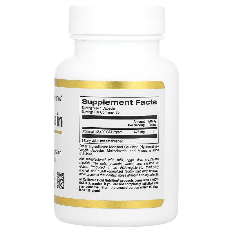 California Gold Nutrition Bromelain 625 mg 30 Veggie Capsules - Galeri