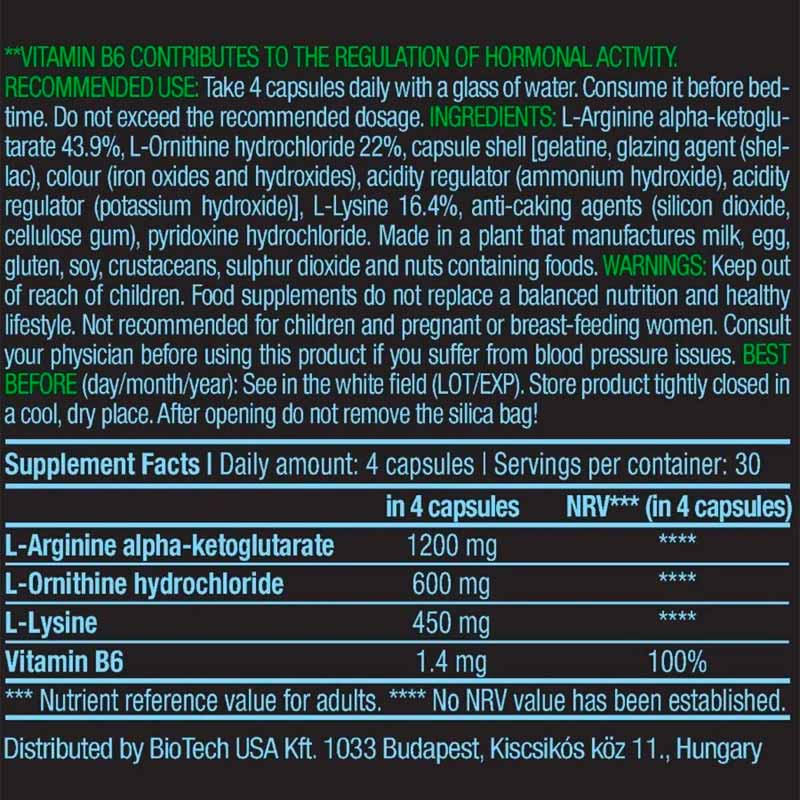BiotechUSA Gh Up Max Aol Growth ARGİNİNE ORNİTHİNE LYSİNE 120 Caps - Galeri