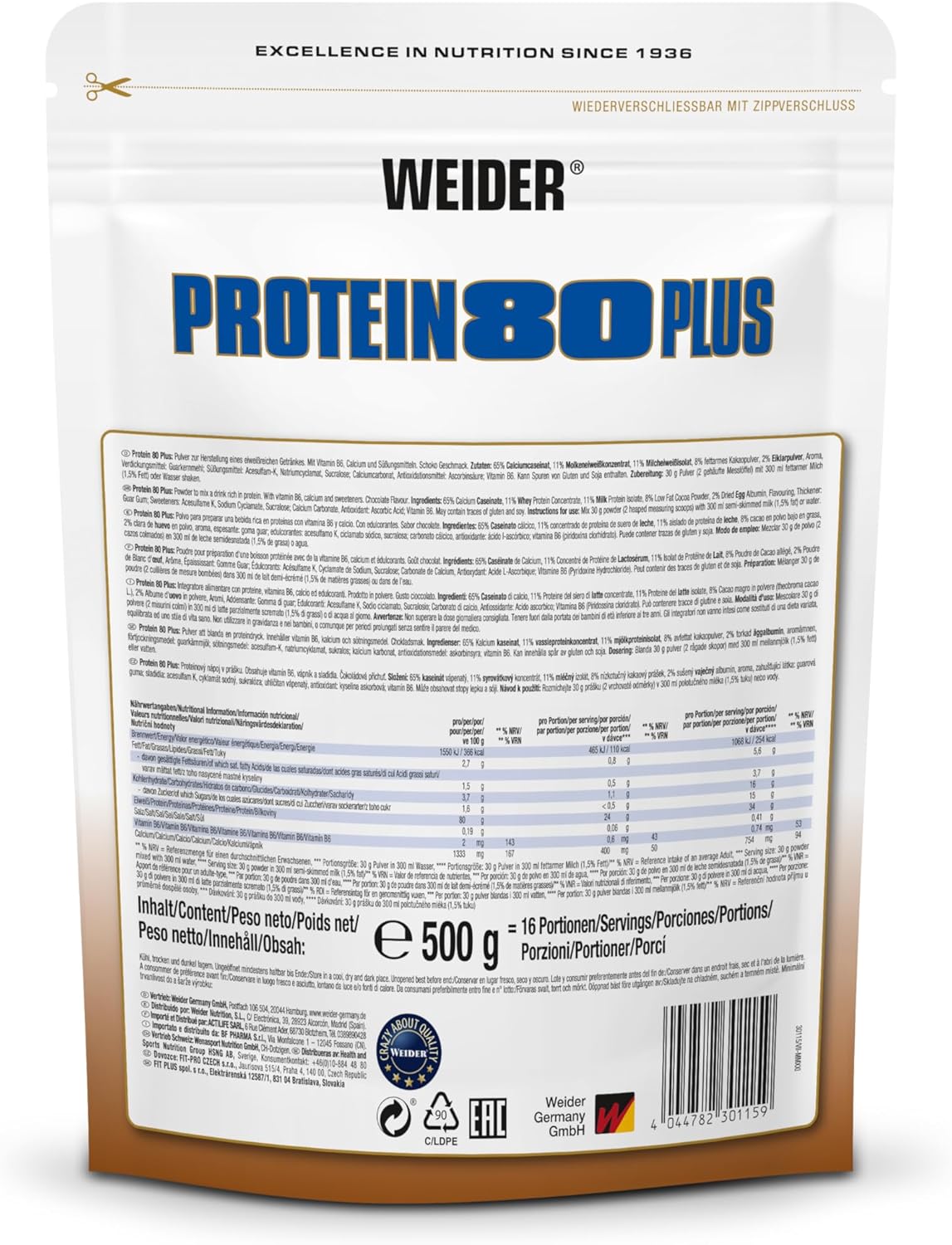 Weider 80 Plus Casein + İsolate + Whey + Egg (Yumurta) Komplex Protein 500 Gram - Galeri
