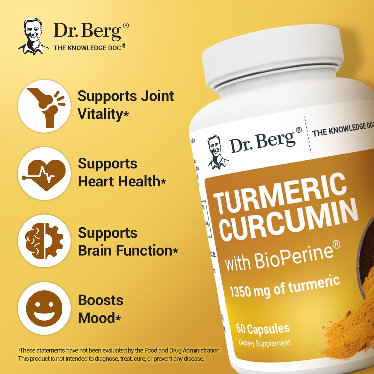 Dr. Berg Turmeric with Curcumin Black Pepper BioPerine 1350 mg 60 Caps - Galeri
