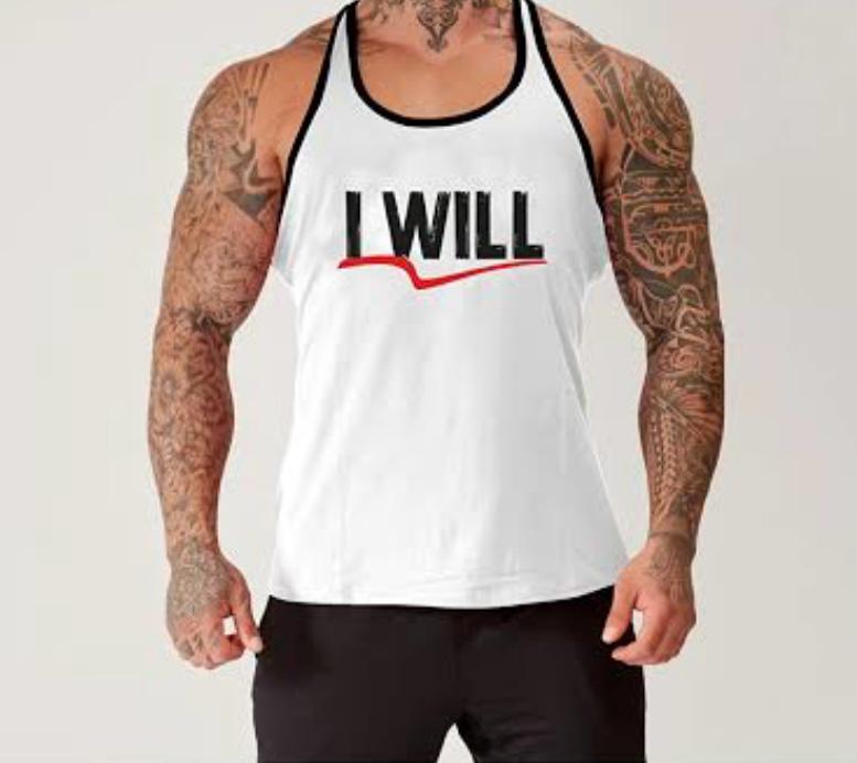 l Will Baskılı Beyaz Atlet