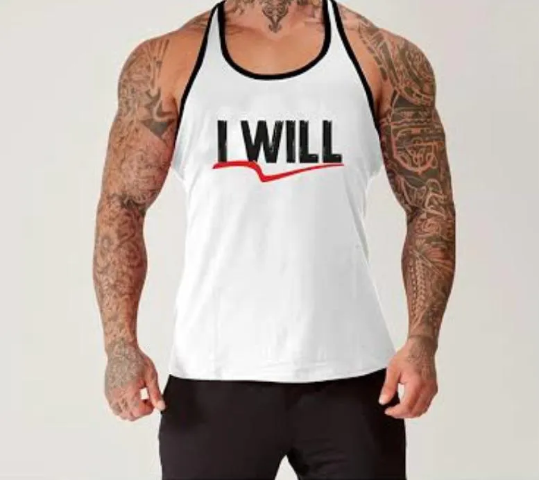 l Will Baskılı Beyaz Atlet