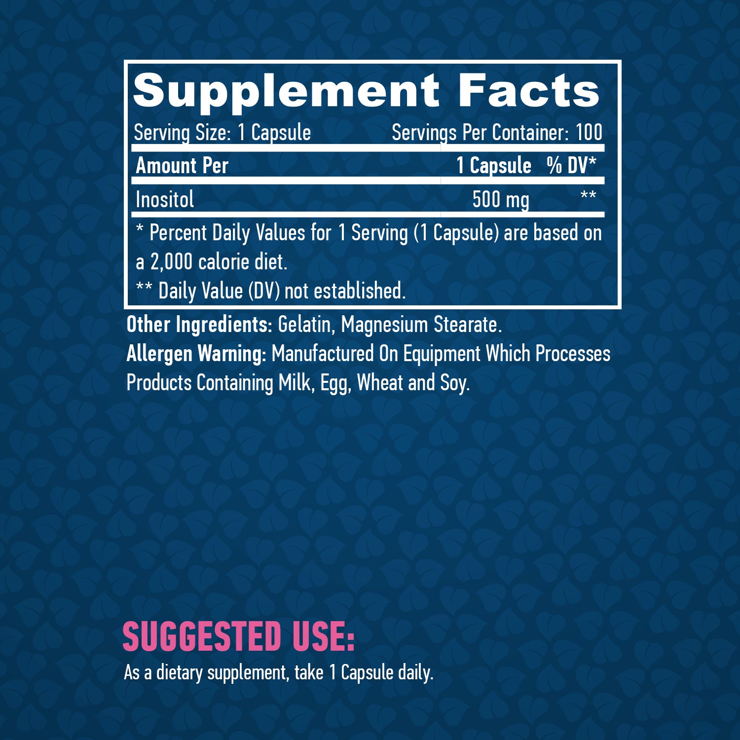 Haya Labs Inositol 500 mg. / 100 Caps - Galeri
