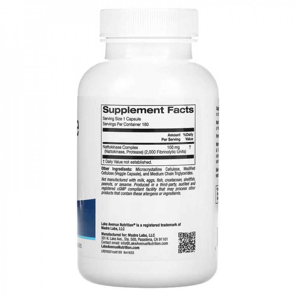 Lake Avenue Nutrition Nattokinase 2,000 FU 180 Veggie Capsules - Galeri