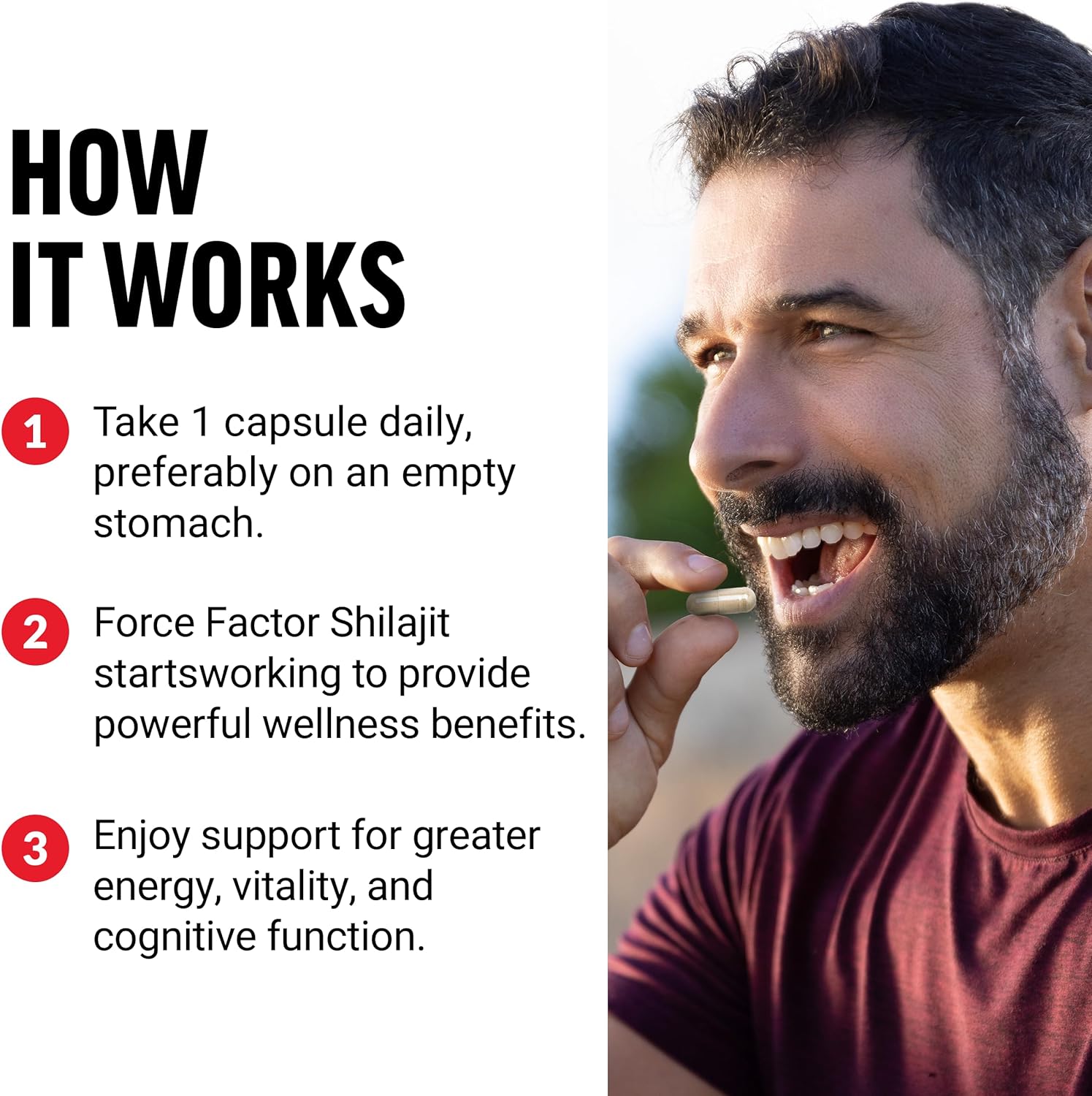 Force Factor Shilajit 250 mg Men and Women to Support Energy and Brain Health 60 Caps - Galeri