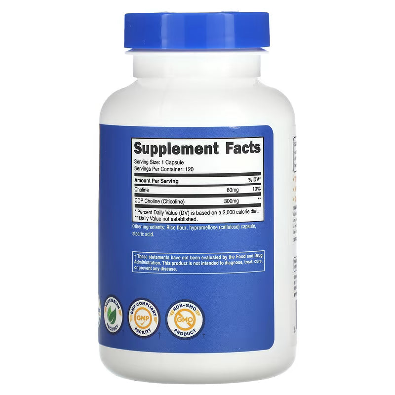 Nutricost CDP Choline Citicoline 300 mg 120 Capsules - Galeri
