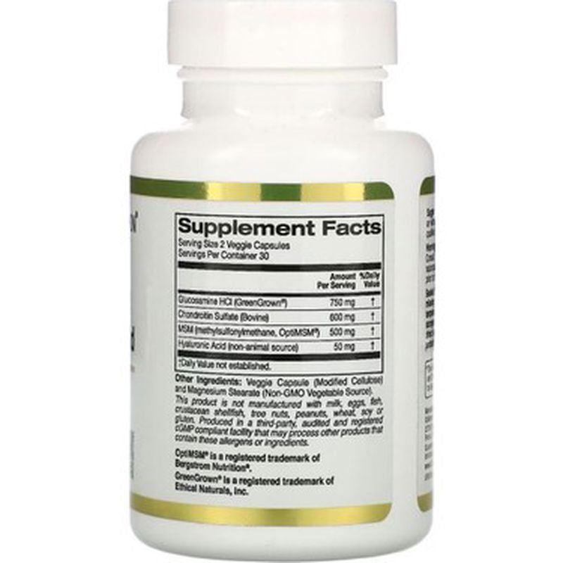 California Gold Nutrition, Glucosamine Glukozamin Chondroitin, MSM plus Hyaluronic 60 Veggie Caps - Galeri