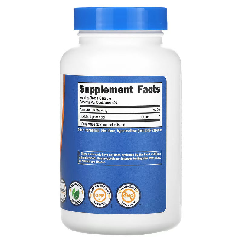 Nutricost R-Alpha Lipoic Acid Antioxidants 100 mg  120 Capsules - Galeri