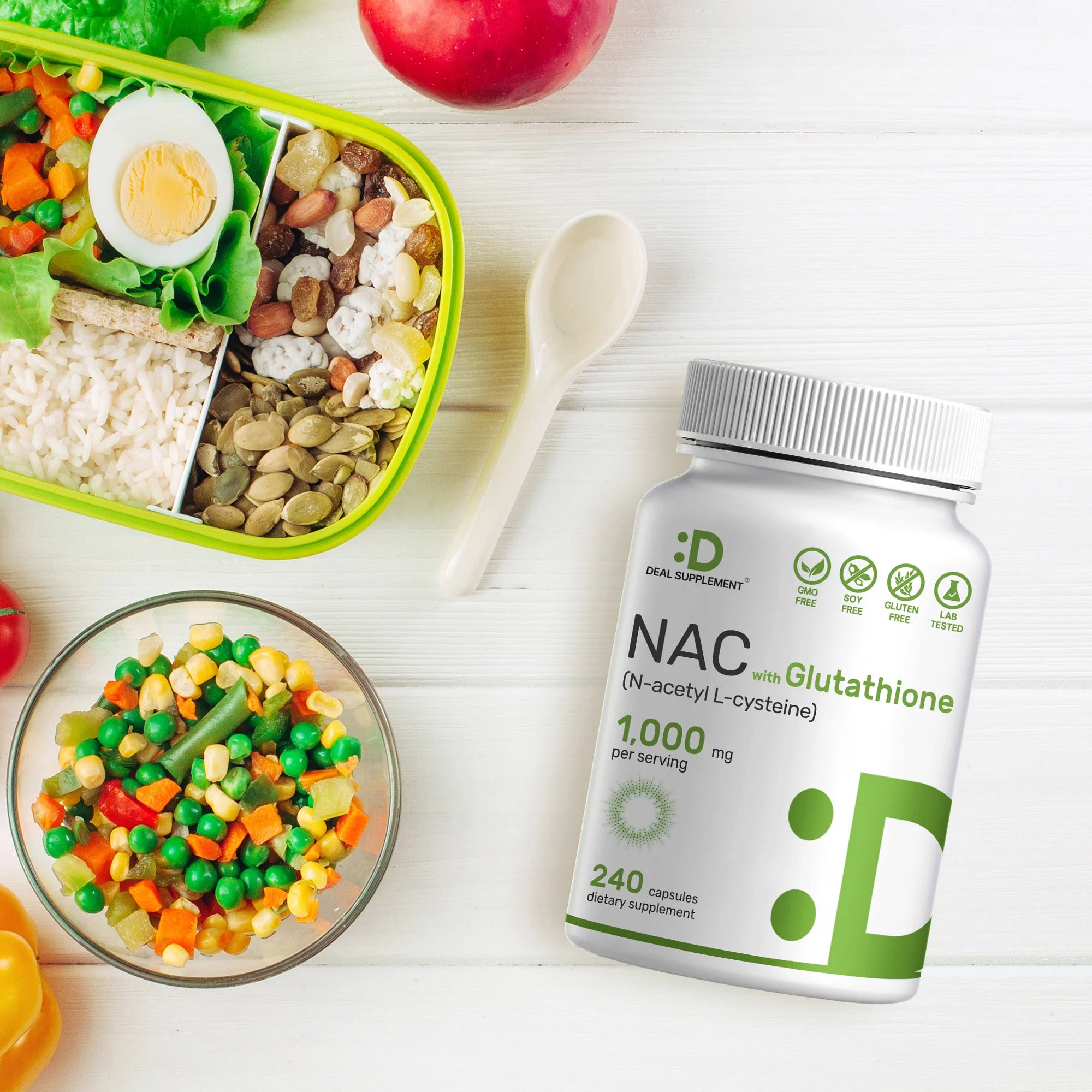 Deal Supplement NAC Supplement (N-Acetyl Cysteine) with Reduced Glutathione, 240 Capsules