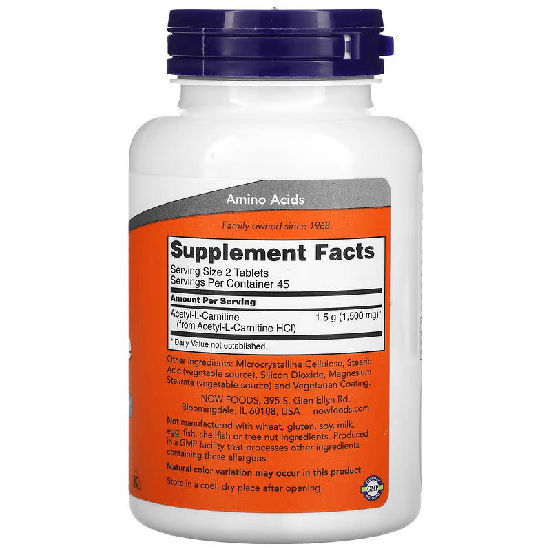 NOW Foods Acetyl-L Carnitine Amino Acid Brain & Cognitive 750 mg 90 Tablet - Galeri