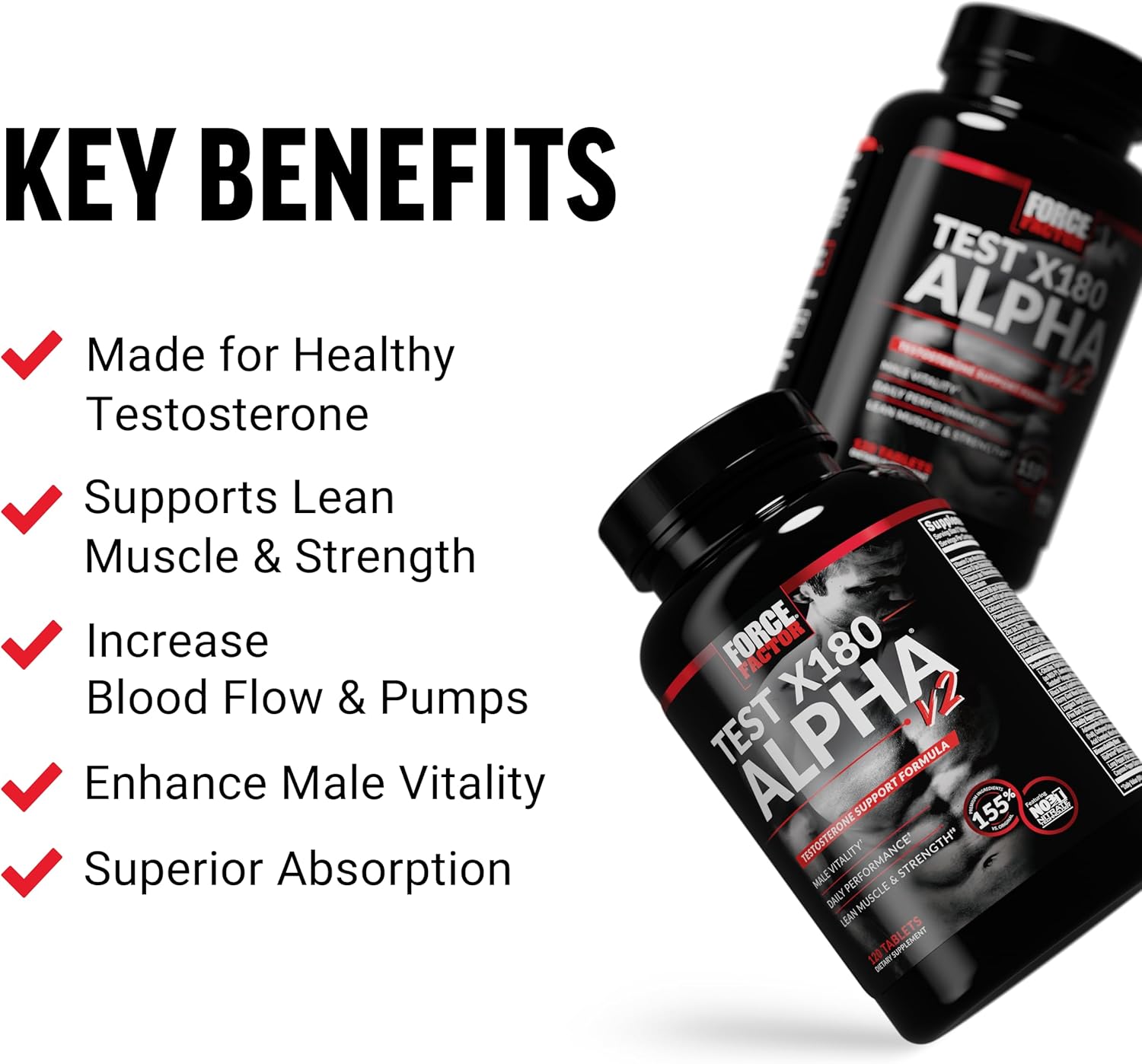 Force Factor Test X180 Alpha v2 L-Citrulline Black Maca Horny Goat Longjack Tongkat Ali - 120 Tablet - Galeri