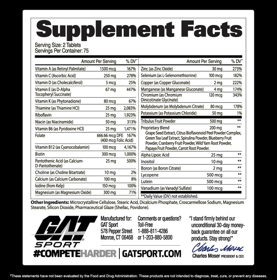 Gat Sport Gat Sport Mens Multivitamin Tribulus booster + Test 150 Tablet - Galeri