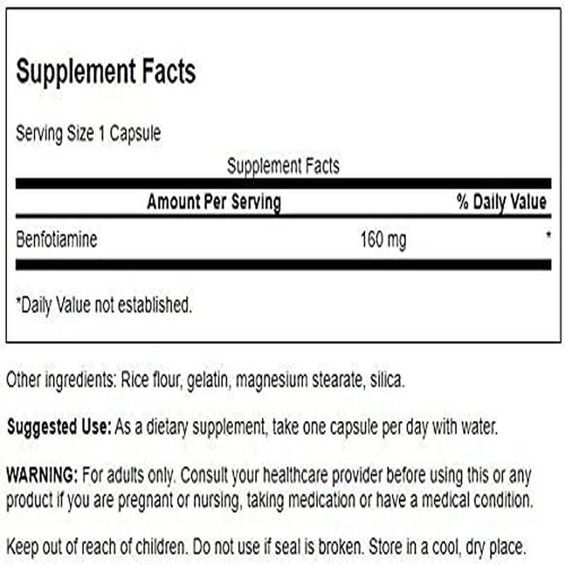 Swanson Benfotiamine High Potency 160 mg 60 Capsules - Galeri
