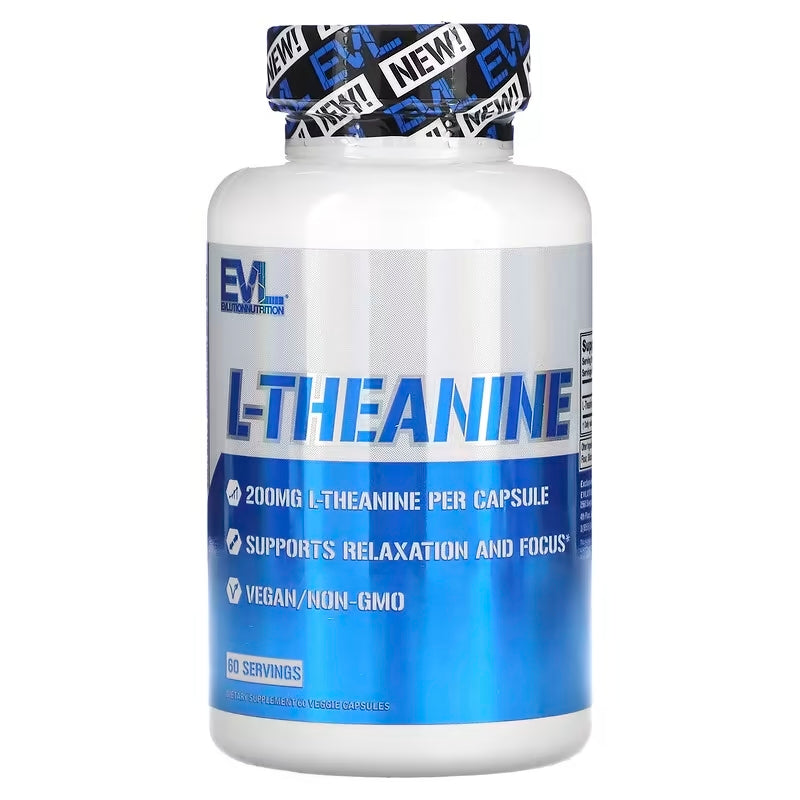 Evlution Theanine Focus Relaxation Nootropic Mood Support 200 Mg 60 Caps