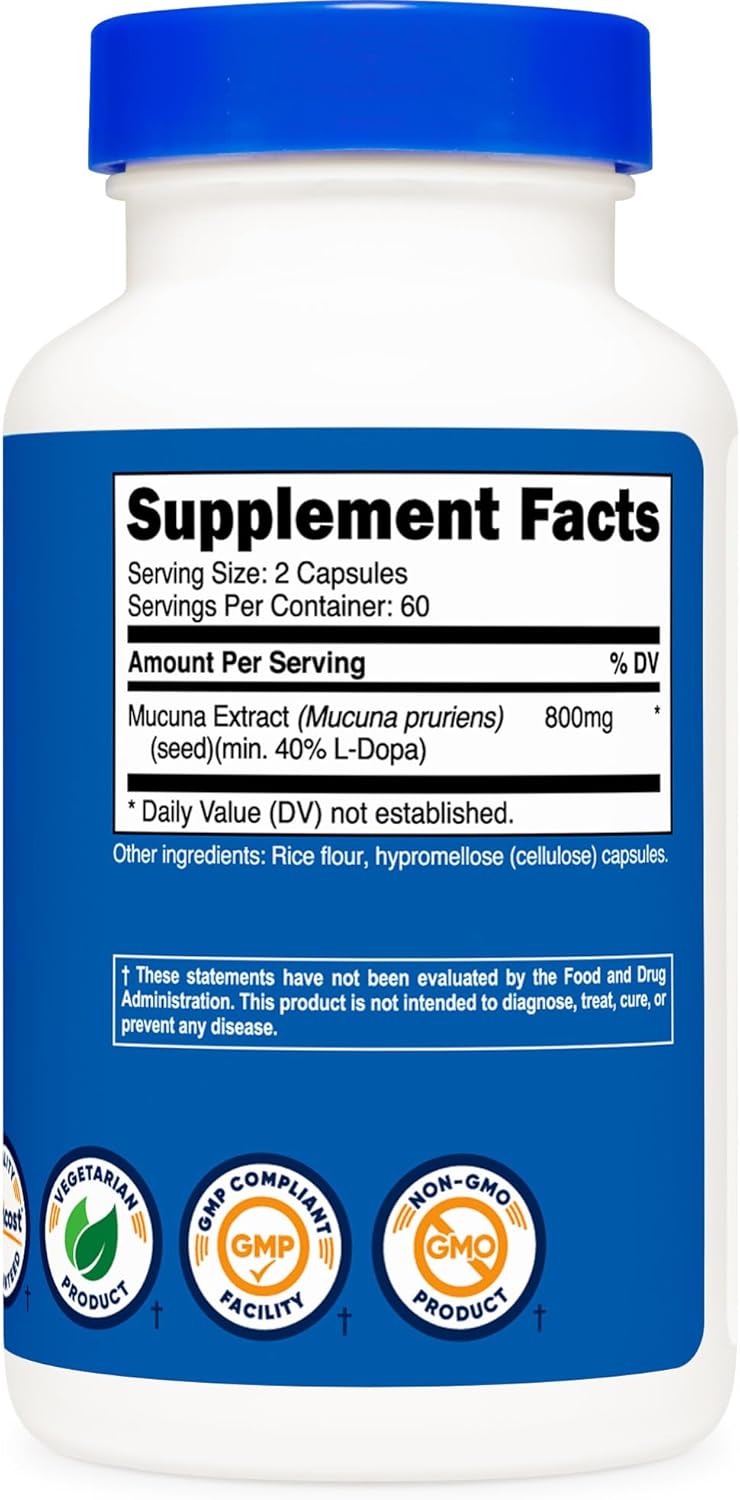 Nutricost Dopa Mucuna Pruriens 400mg, 120 Capsules - 800mg - Galeri