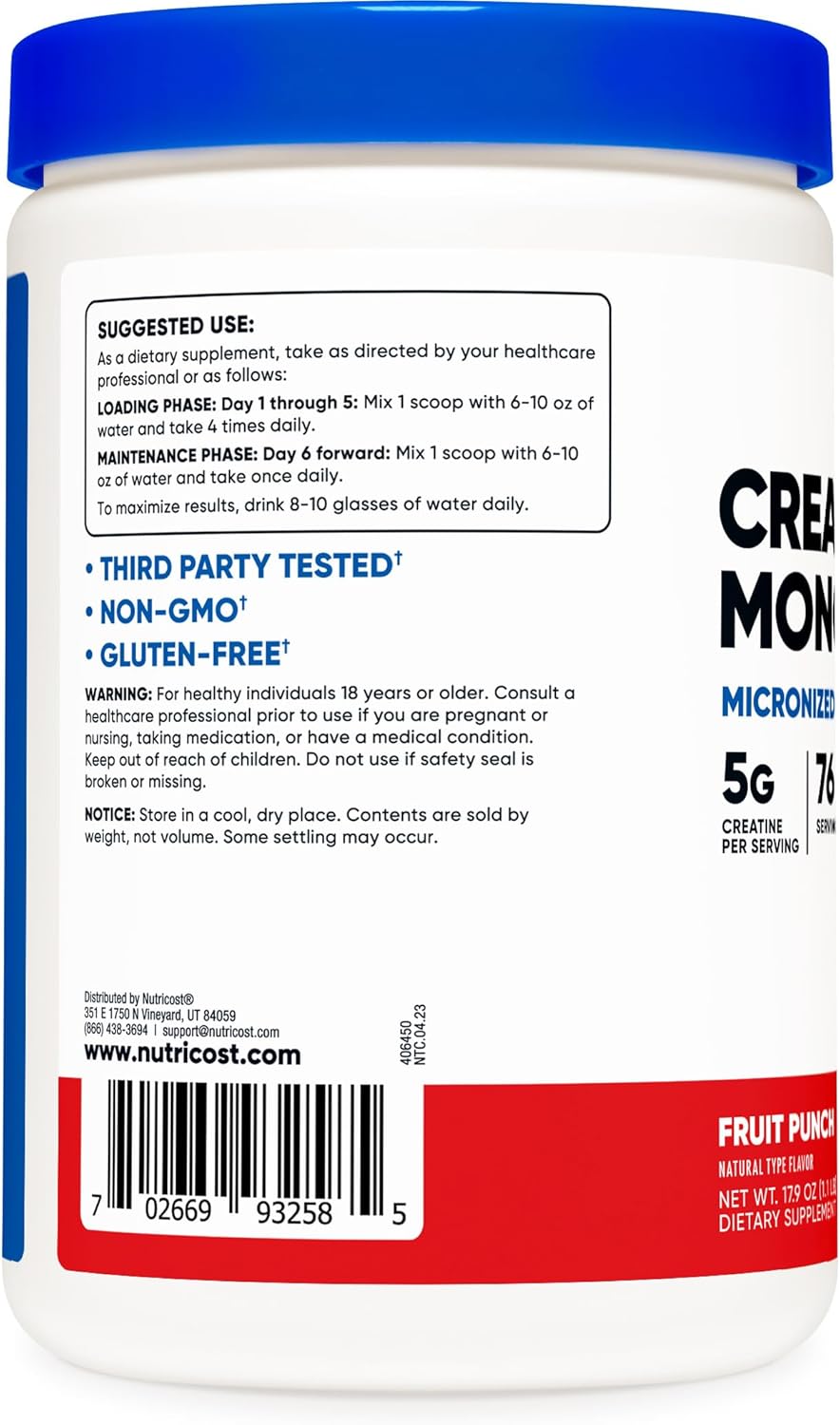 Nutricost Creatine Monohydrate Micronize Powder 500G - 76 Servings - Galeri