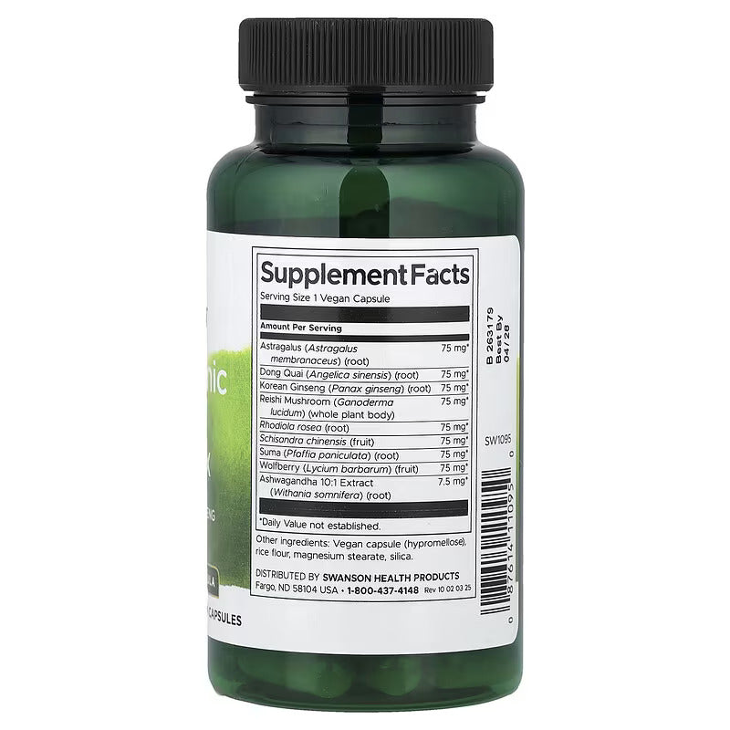 Swanson Adaptogenic Herbal Complex with Rhodiola Ashwagandha Astragalus Ginseng 60 Vegan Capsules - Galeri