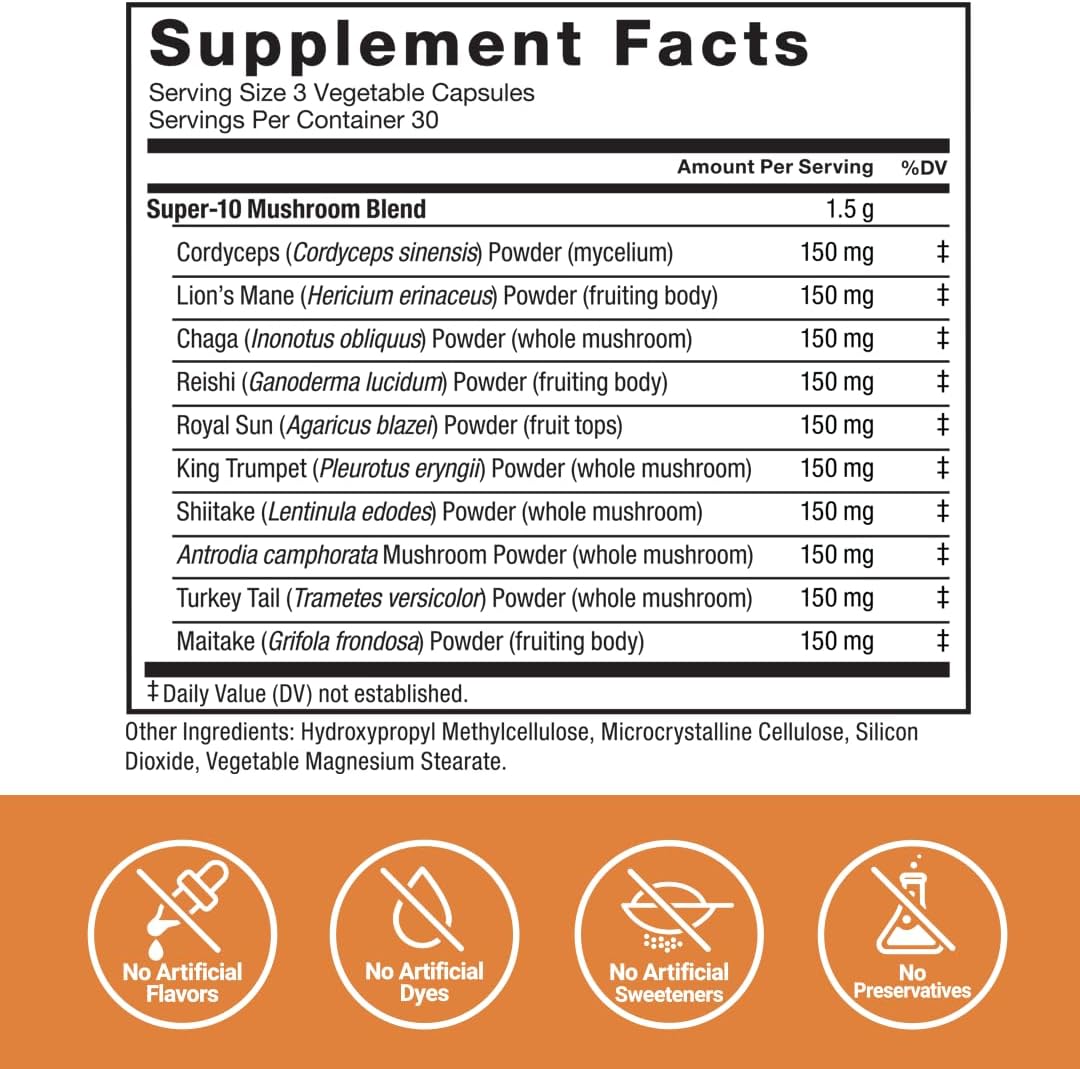 Force Factor Modern Mushrooms Lions Mane Turkey Tail Immunity Cognitive Digestion 90 Vege - Galeri