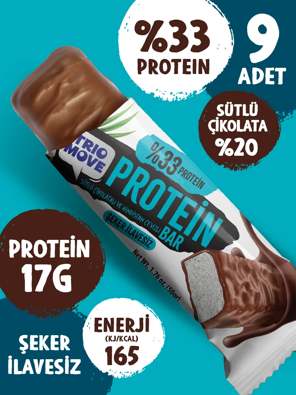 Trio Move Protein Bar 9 Adet X 50 Gr Sütlü Çikolatalı &amp; Hindistan Cevizi - Galeri