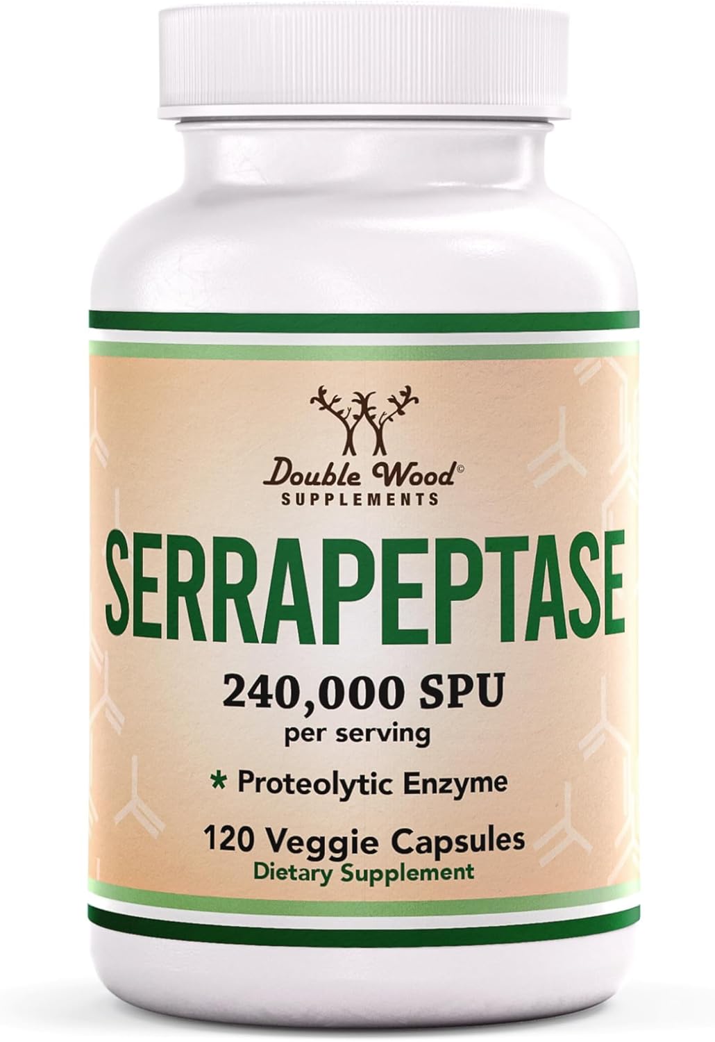 Double Wood Serrapeptase 240,000 Proteolytic Hearth Enzyme Joint Health 120 Caps - Galeri