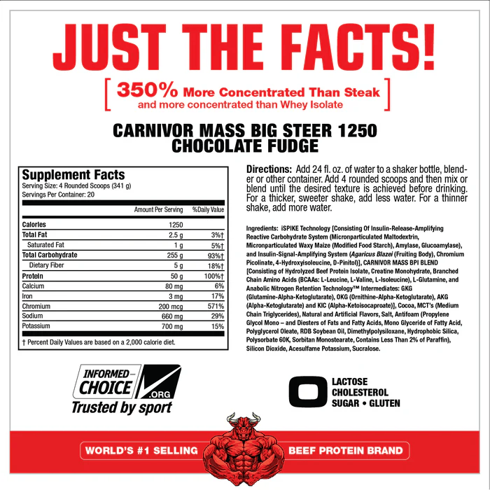 Musclemeds Beef Protein Carnivor Mass Anabolic Big Steer Gainer 6800g - Galeri