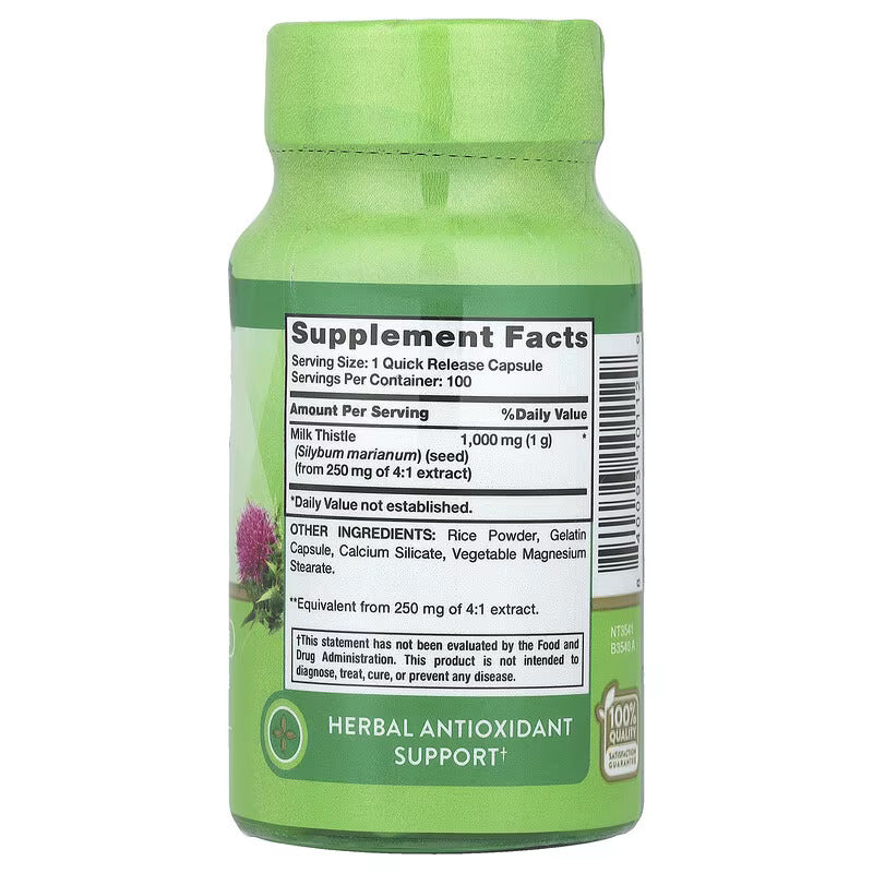 Nature's Truth Milk Thistle Seed 1,000 mg, 100 Quick Release Caps - Galeri