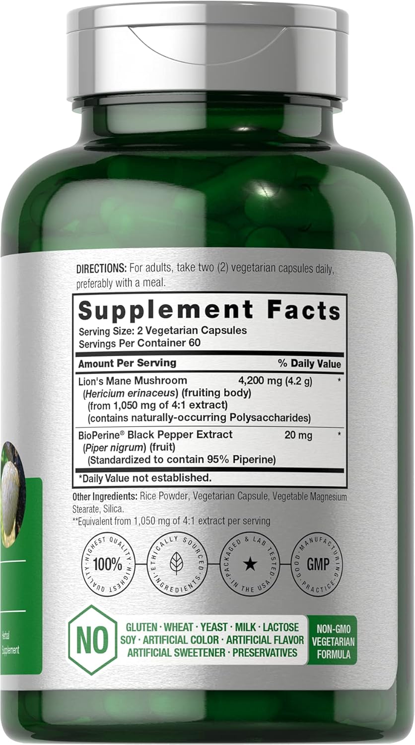 Horbäach Lions Mane Mushroom Extract 4200 Mg 120 Caps - Galeri