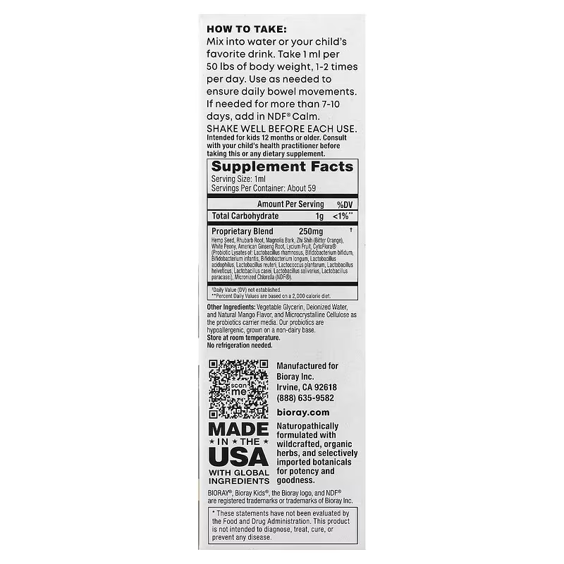 Bioray Kids NDF Pooper Children's Digestive Support Mango 2 fl oz 59 ml - Galeri