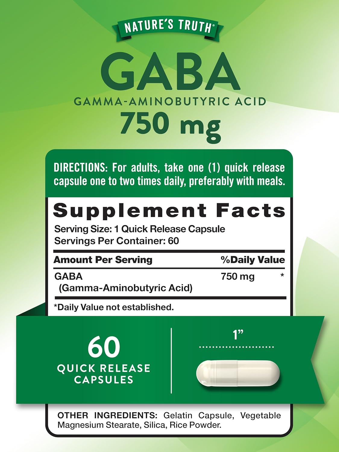 Nature's Truth Gaba 750 mg 60 caps - Galeri