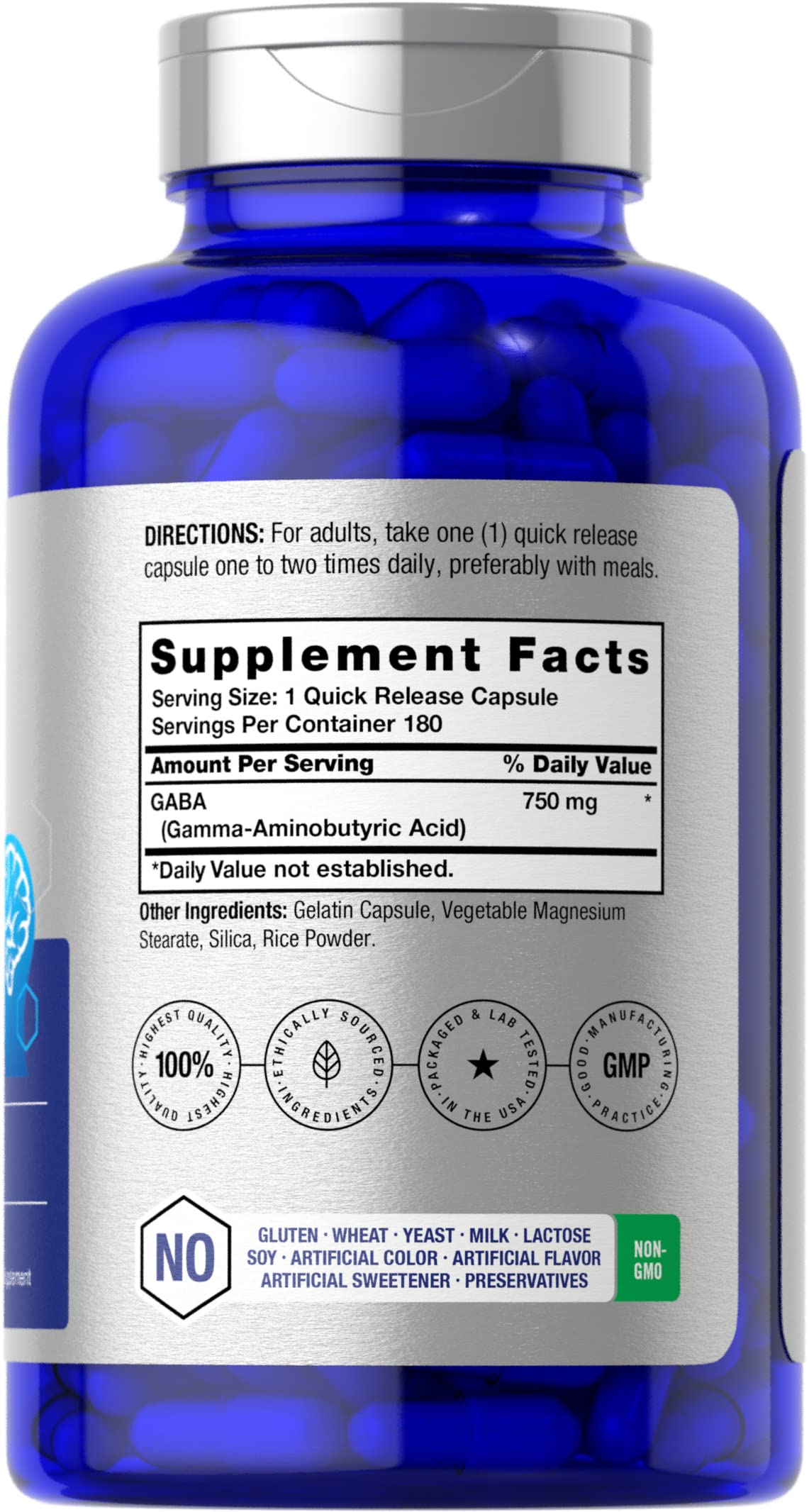 Horbäach GABA 750mg | 180 Capsules - Galeri