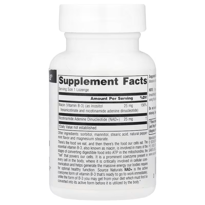 Source Naturals NAD+ Brain & Cognitive Coenzymated Vitamin B3 Niacin 30 Lozenges - Galeri