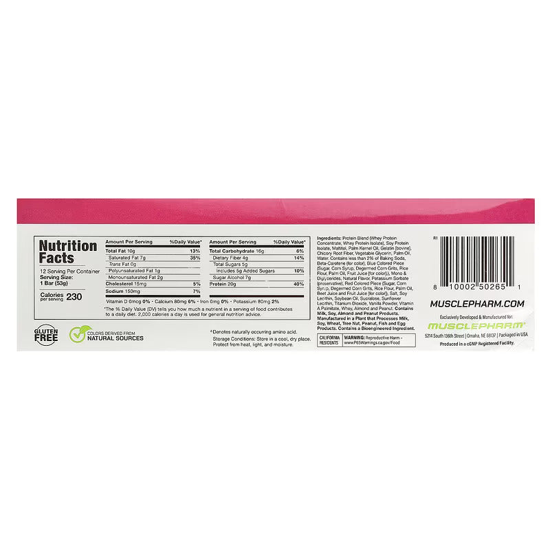 MusclePharm Combat Ready Protein Bar Confetti Birthday Cake - Galeri