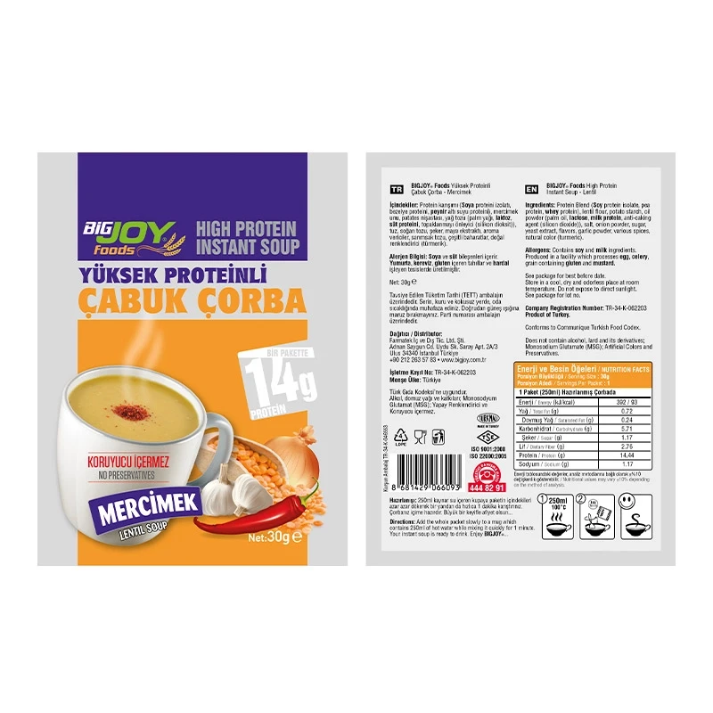 Big Joy Proteinli Çabuk Çorba 30 Gr 12 Adet - Galeri